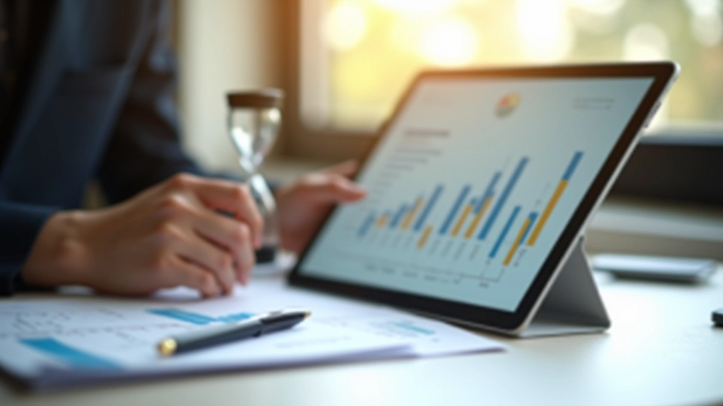 Tabule s grafy růstu a párem přesýpacích hodin symbolizujícího čas a dlouhodobé investice