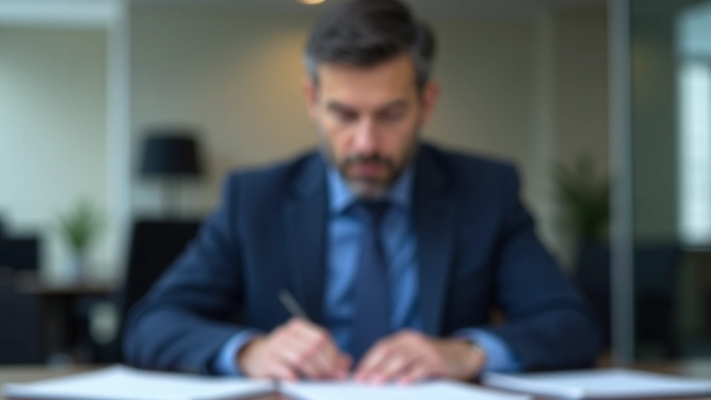 Profesionální snímek střídmého finančního poradce v kanceláři, procházejícího dokumenty a grafy, představující bezpečný přístup k investicím