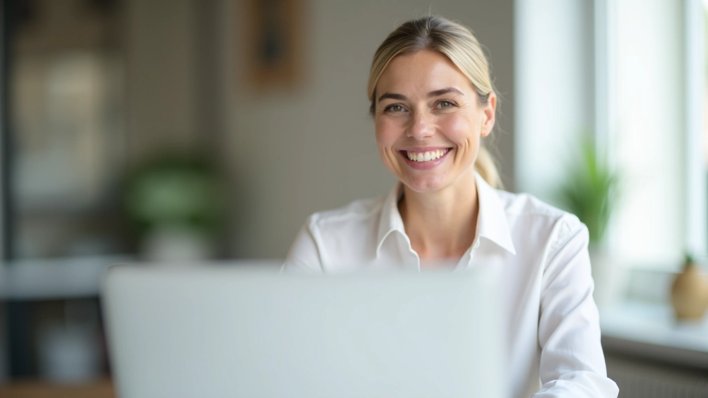 Mladá žena v kanceláři pracující na notebooku s finančními údaji